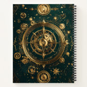 Create Your Own Gilded Teal Steampunk Compass Rose ノートブック (裏面)