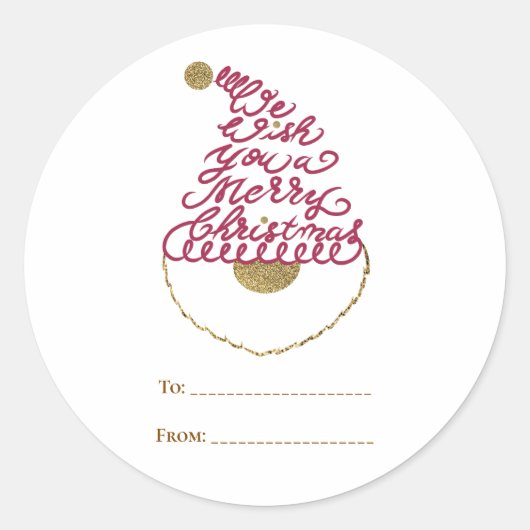 Create Your Own Glitter Santa Modern Christmas  ラウンドシール (正面)