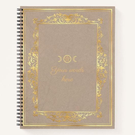 Create Your Own Gold Framed Beige Brown ノートブック (正面)