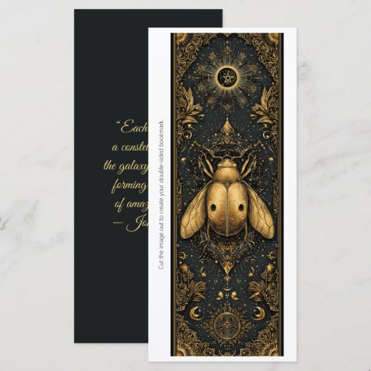 Create Your Own Gold Ladybug Bookmark Card (正面/裏面)