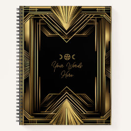 Create Your Own Golden Art Deco Black ノートブック