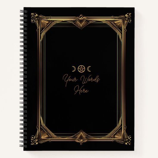 Create Your Own Golden Art Nouveau Black ノートブック (正面)