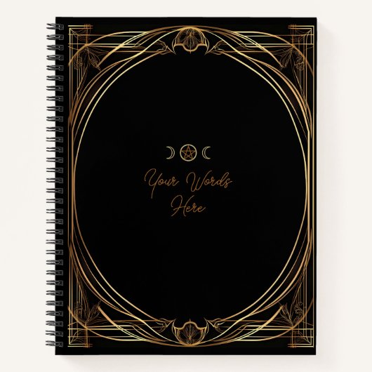 Create Your Own Golden Art Nouveau Style Black ノートブック (正面)