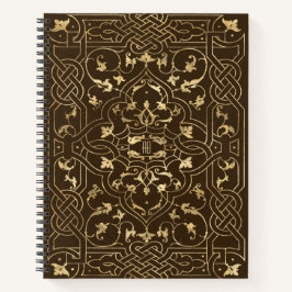 Create Your Own Golden Celtic Knotwork Brown ノートブック