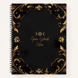 Create Your Own Golden Flowers & Flourishes Black ノートブック