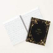 Create Your Own Golden Frangipani Floral Black ノートブック (内部)