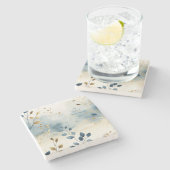 Create Your Own Golden Summer Leaves Minimilist ストーンコースター (横)