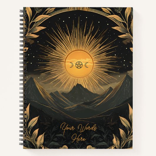 Create Your Own Golden Sunrise Floral Landscape ノートブック (正面)