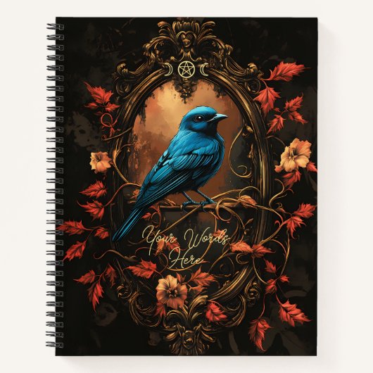 Create Your Own Gothic Blue Songbird in Autumn ノートブック (正面)