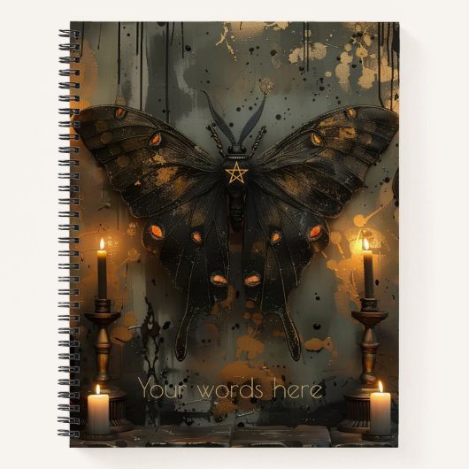 Create Your Own Gothic Candles Black Copper Moth ノートブック (正面)