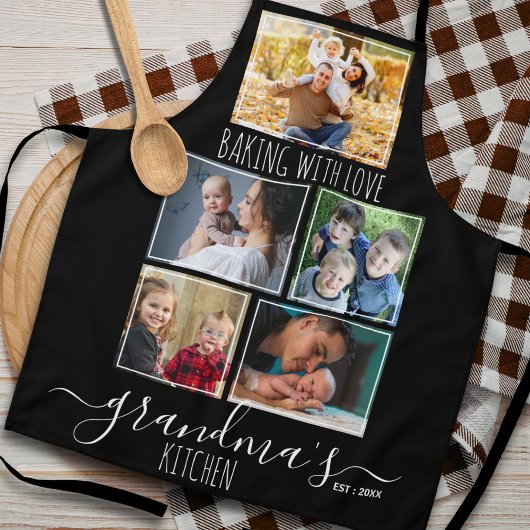 Create Your Own Grandma’s Kitchen 5 Photo Black エプロン