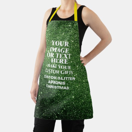 Create Your Own Green Glitter Custom Christmas エプロン (インサイチュ)