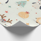 Create Your Own Green Kawaii Christmas Animals ラッピングペーパー (角)