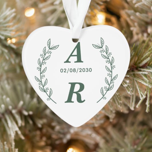 Create Your Own Green Monogram Wedding Favor オーナメント (ツリー)