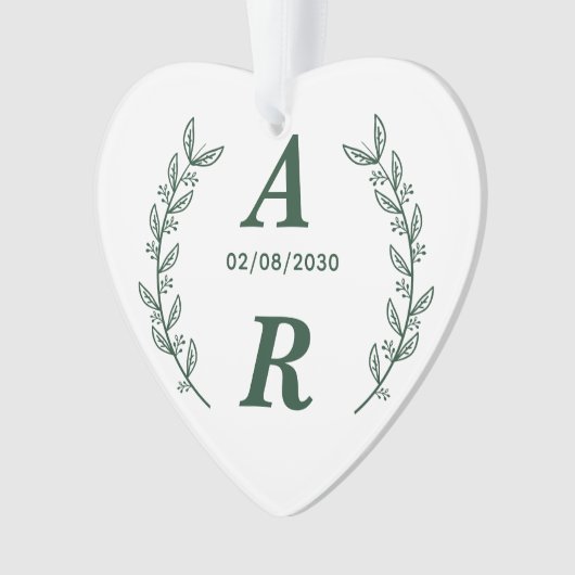 Create Your Own Green Monogram Wedding Favor オーナメント (正面)