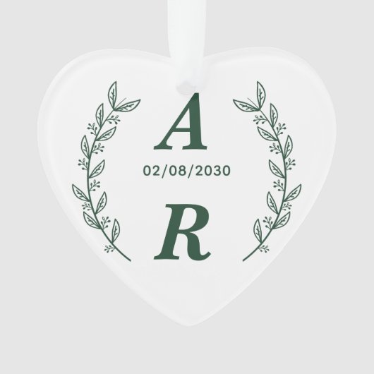 Create Your Own Green Monogram Wedding Favor オーナメント (正面)