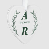 Create Your Own Green Monogram Wedding Favor オーナメント (正面)