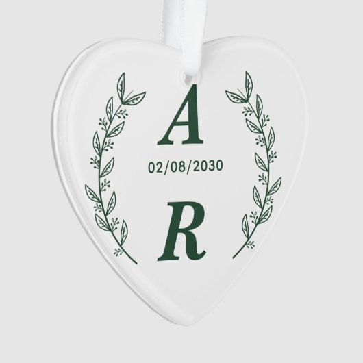 Create Your Own Green Monogram Wedding Favor オーナメント (正面)