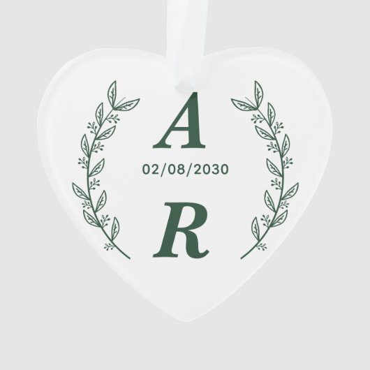 Create Your Own Green Monogram Wedding Favor オーナメント (裏面)