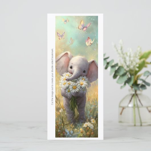 Create Your Own Happy Daisy Elephant Bookmark Card (スタンド正面)