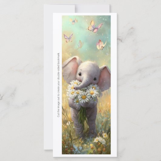Create Your Own Happy Daisy Elephant Bookmark Card (正面)