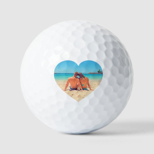 Create Your Own Heart Photo Stamps Golf Balls Gift ゴルフボール (正面)