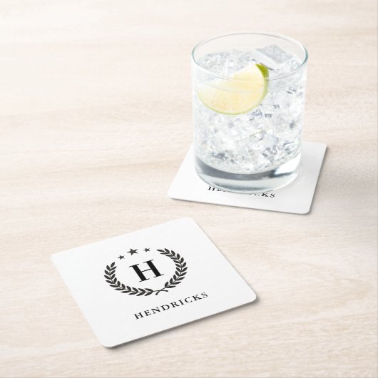 Create Your Own Intel Monogram With Laurel wreaths スクエアペーパーコースター (インサイチュ)