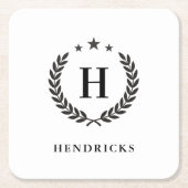 Create Your Own Intel Monogram With Laurel wreaths スクエアペーパーコースター (正面)