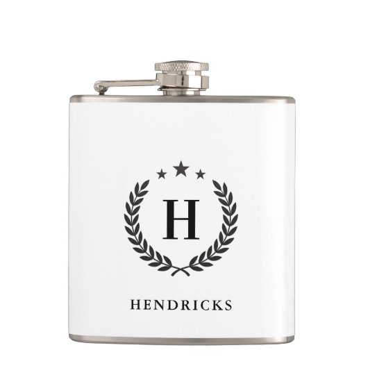 Create Your Own Intel Monogram With Laurel wreaths フラスク (正面)