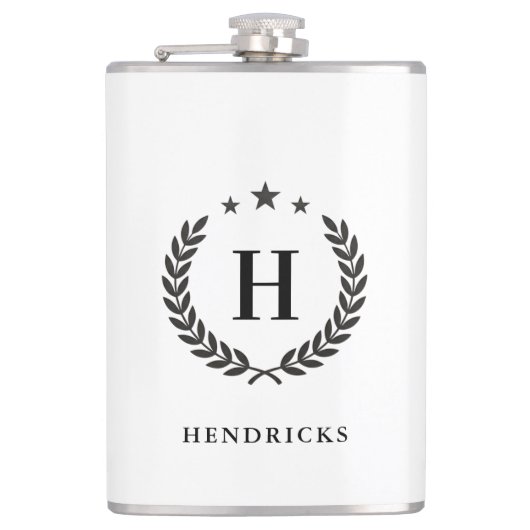 Create Your Own Intel Monogram With Laurel wreaths フラスク (正面)