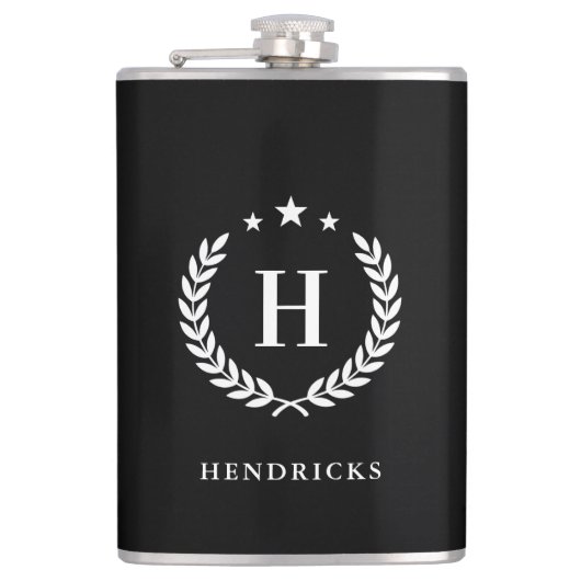 Create Your Own Intel Monogram With Laurel wreaths フラスク (正面)