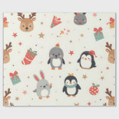 Create Your Own Kawaii Christmas Animals ラッピングペーパー (フラット)
