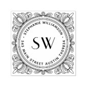 Create Your Own Leafy Monogram Return Address セルフインキングスタンプ (デザイン)