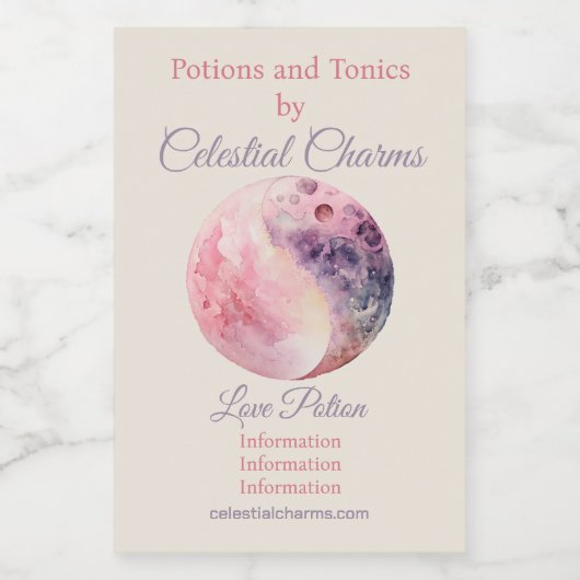 Create Your Own Lunar Love Magic Pink Moon ワインラベル (シングルラベル)