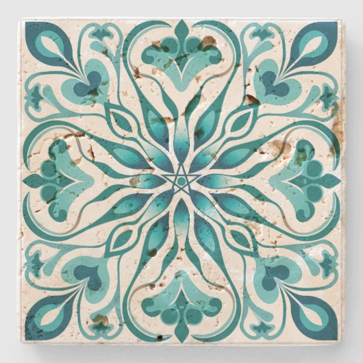 Create Your Own Mediterranean Mystical Green ストーンコースター (正面)