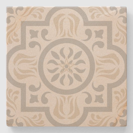 Create Your Own Mediterranean Silver Gold Winter ストーンコースター (正面)