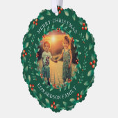 Create your own Merry Christmas photo christmas オーナメントカード (左)