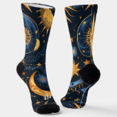 Create Your Own Midnight Blue & Gold Celestial ソックス (傾斜あり)