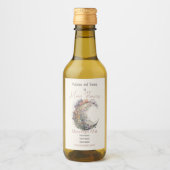 Create Your Own Midnight Floral Crescent Moon ワインラベル (正面)