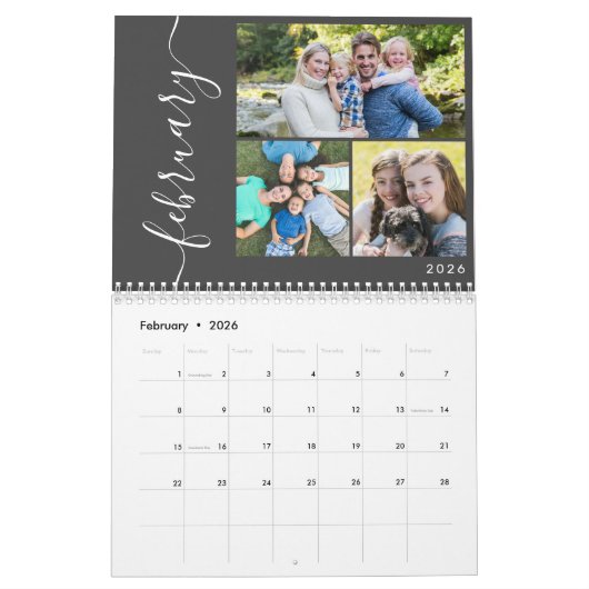 Create Your Own Minimal 3 Photos Collage Script カレンダー (2月 2026)