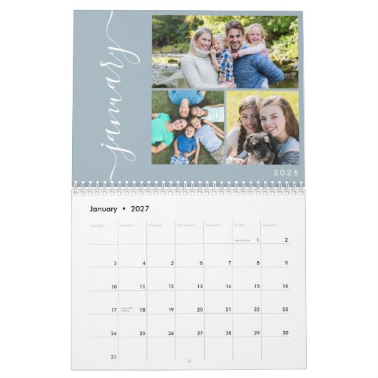 Create Your Own Minimal 3 Photos Collage Script カレンダー (1月 2027)