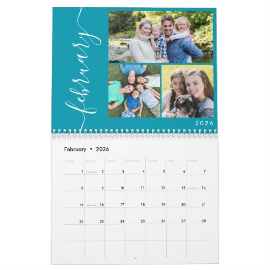 Create Your Own Minimal 3 Photos Collage Script カレンダー (2月 2026)