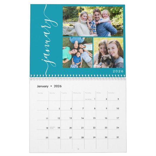 Create Your Own Minimal 3 Photos Collage Script カレンダー (1月 2026)