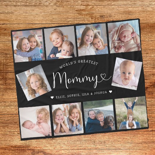 Create Your Own Mommy Photo Collage Modern フリースブランケット