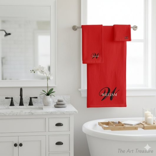 Create Your Own Monogram Color Match Teal バスタオルセット