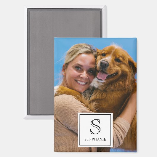 Create your own Monogram, Name and Photo Keepsake マグネット (正面/裏面)