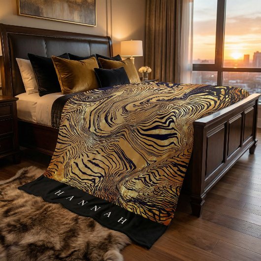 Create your own monogrammed text leopard print  フリースブランケット