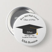 Create-Your-Own Mortarboard Class Reunion Button 缶バッジ (正面&裏面)