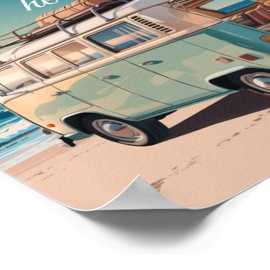 Create Your Own Motivational Quote-Retro Beach Van ポスター (角)