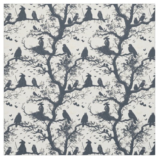 Create Your Own Musing Witch Birds Ivory Toile ファブリック (見本)